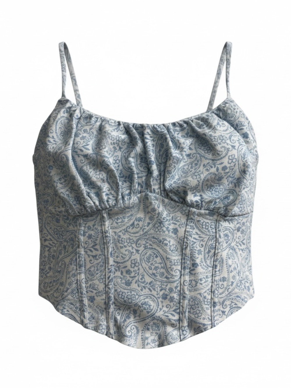 HOLLISTER blue and white ruched paisley corset camisole women’s size medium